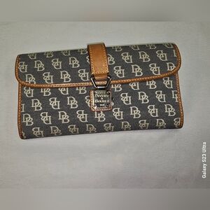 Dooney & Bourke Brown and Tan Signature Continental Wallet